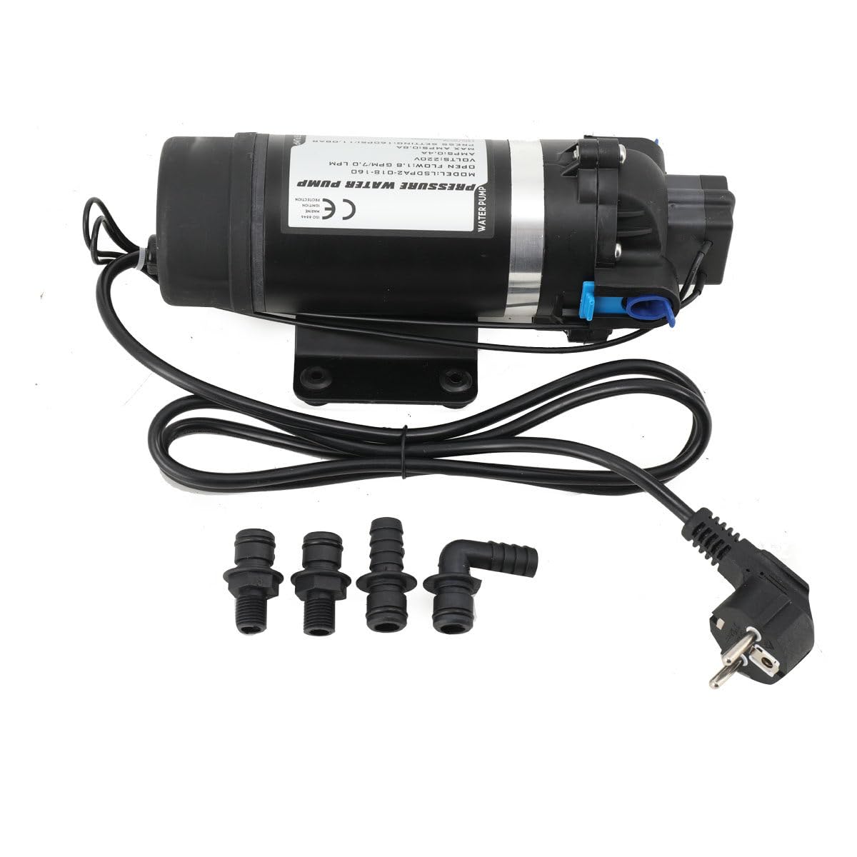 Hochdruck Membran Wasserpumpe, Elektrische Membranpumpe Wasserpumpe, Hochdruckwasserpumpe, Selbstansaugende Pumpe 150W 220V, 160PSI (11 Bar) 5,1–5,5L/min, 3/8"
