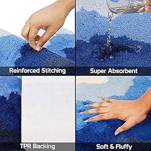 HOKIPO Large 50x80cm Soft Microfiber Bath Mats for Bathroom Home, Blue (NEW-2680-BLU)