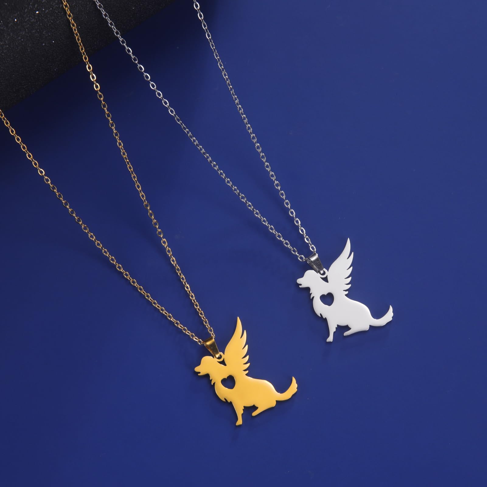 TEAMER in acciaio inox Angelo Cane Collana Carino Ala Cuore Cane Ciondolo Animale domestico Cane Amante Memorial Gioielli per le donne uomini