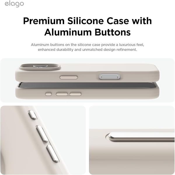 elago Coque Magnétique en Silicone Compatible avec iPhone 16 Pro Max Étui 6,9 Pouces Compatible avec Tous Les Accessoires MagSafe - Aimants Intégrés, Silicone à Prise Douce, Antichoc (Stone) - 3