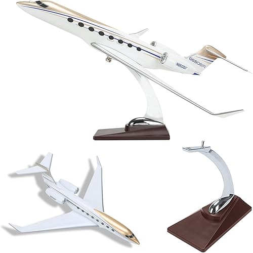 11.81" Gulfstream Jet Model 650, Private Jet Model Plane 1:100-Scale Alloy Resin Airplane Models with Stand and Box for Decoration Collection or