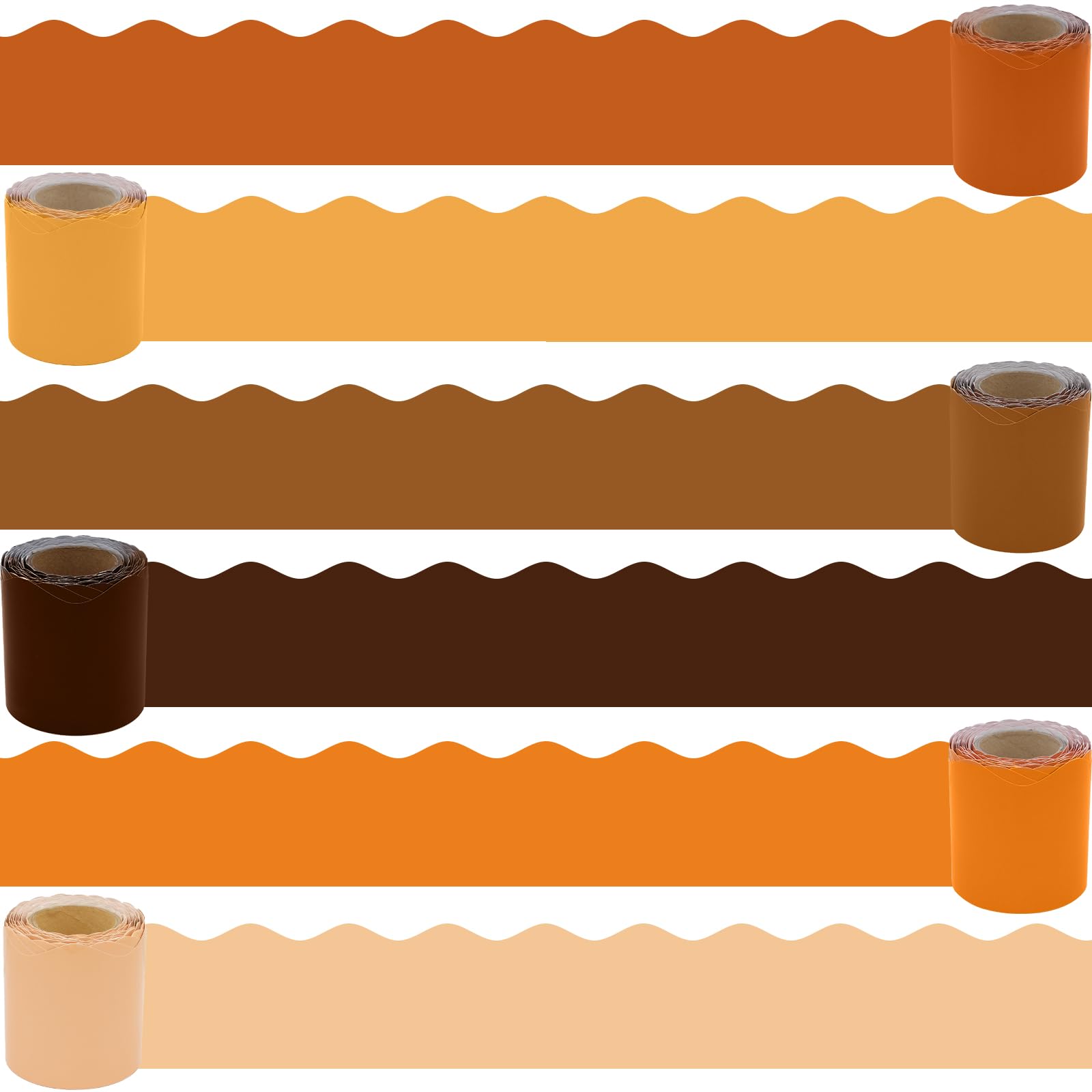 VABAMNA Fall Bulletin Board Borders Decorations Set - 6 Rolls 216ft Colorful Fall Borders Scalloped Trim for Thanksgiving Back to School Supplies, School Door Wall Decor, Teacher Classroom Must Haves