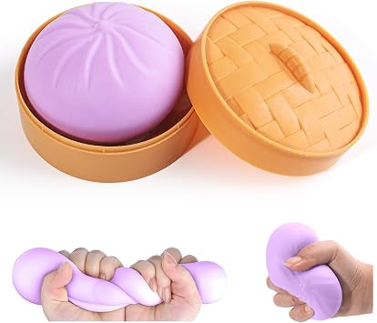 Giant Glitter Toys Dumpling Squishy,Dumpling Squishy Stress Balls,Squishy Dumplings Toy with Steamer Box,Soft Squeeze Dumplings Squishys,Cute Soft Glitter Calming for Stress Relief,Boys Girls