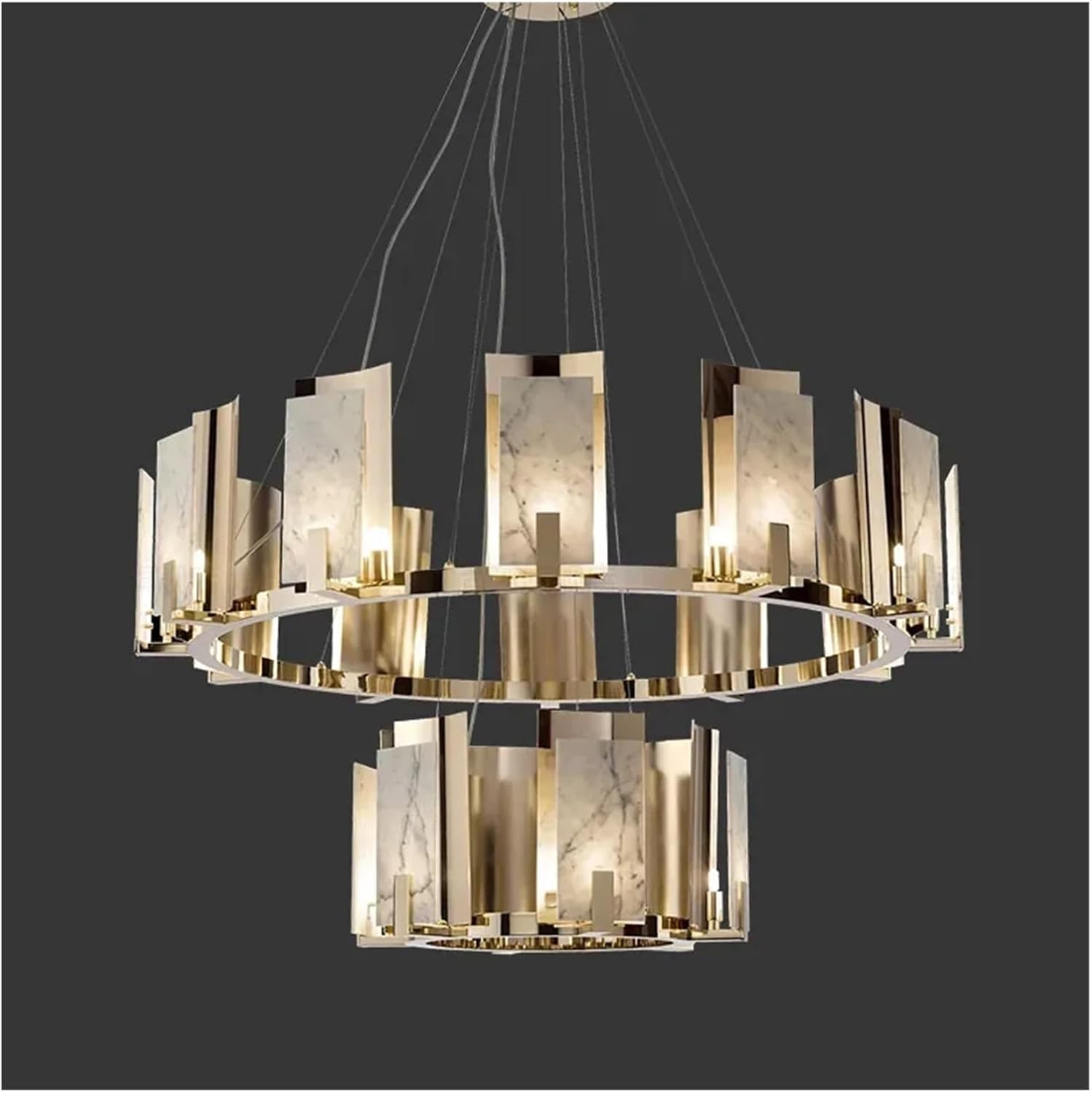Modern Led Natural Marble Ceiling Chandelier Villa Chandelier Atmosphere Lamp High-End Living Room Dining Room Chandelier(100Cm 10Heads)/ Color/60Cm 6Heads