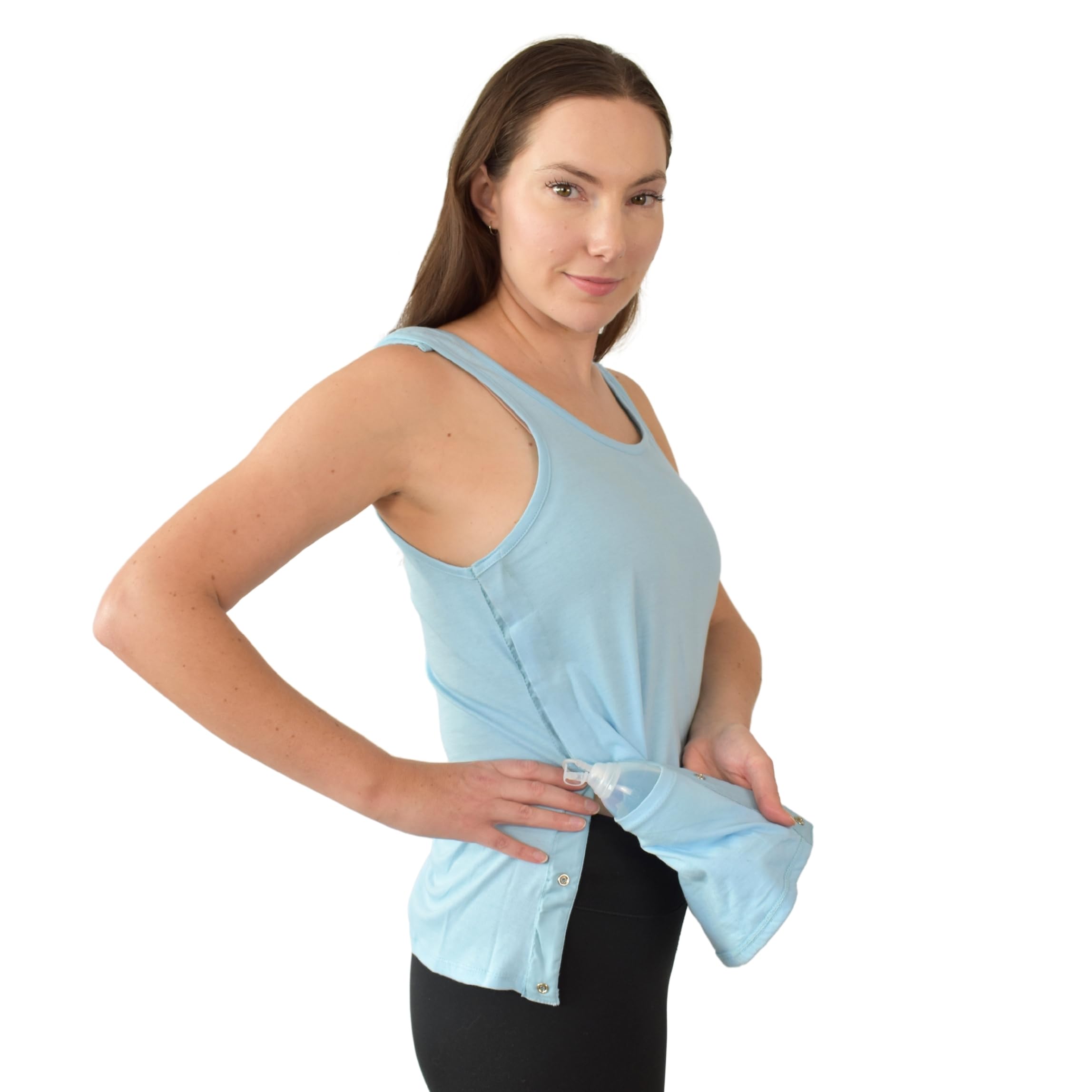 Inspired Comforts Post Surgery Mastectomy Recovery Tank Top with Drain Pocket & Snap-Access