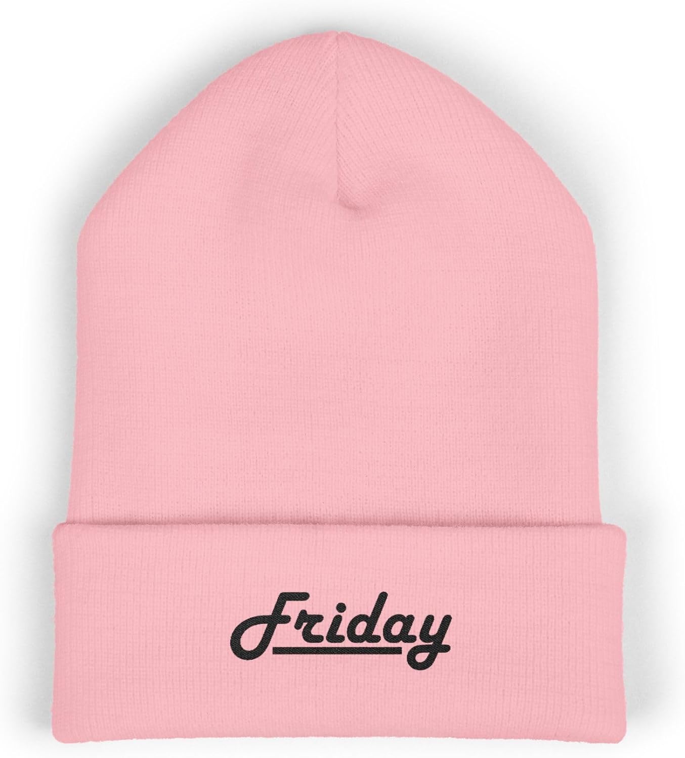Premium Classic Cuffed Beanie Hat with 'Friday' Embroidery Message