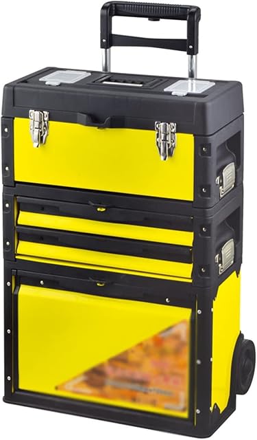 KIZQYN Toolbox/Tool Case Large Toolbox Rolling Garage Workshop Organizer - Stackable Rolling Upright Trolley Tool Chest with Removable Tray Organiser for Tools (Color : Giallo)