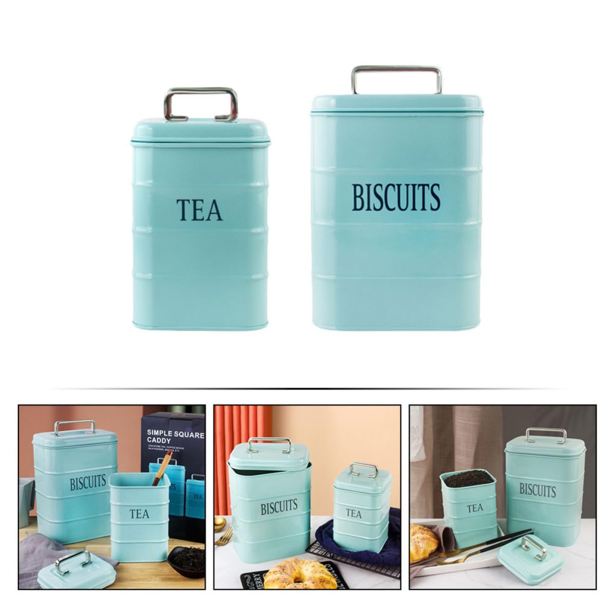 Barattolo in Ferro Zincato Coperchio Ermetico 3,2l Blu