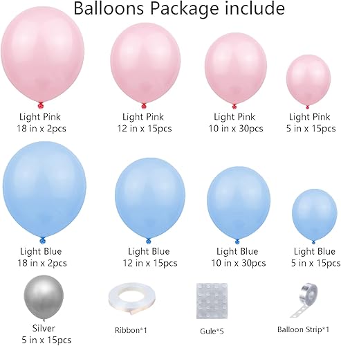 Miniatura 2 de Kit de arco de guirnalda de globos de revelación de género de 139 piezas con globos rosas y azules, globos plateados para niños o niñas,