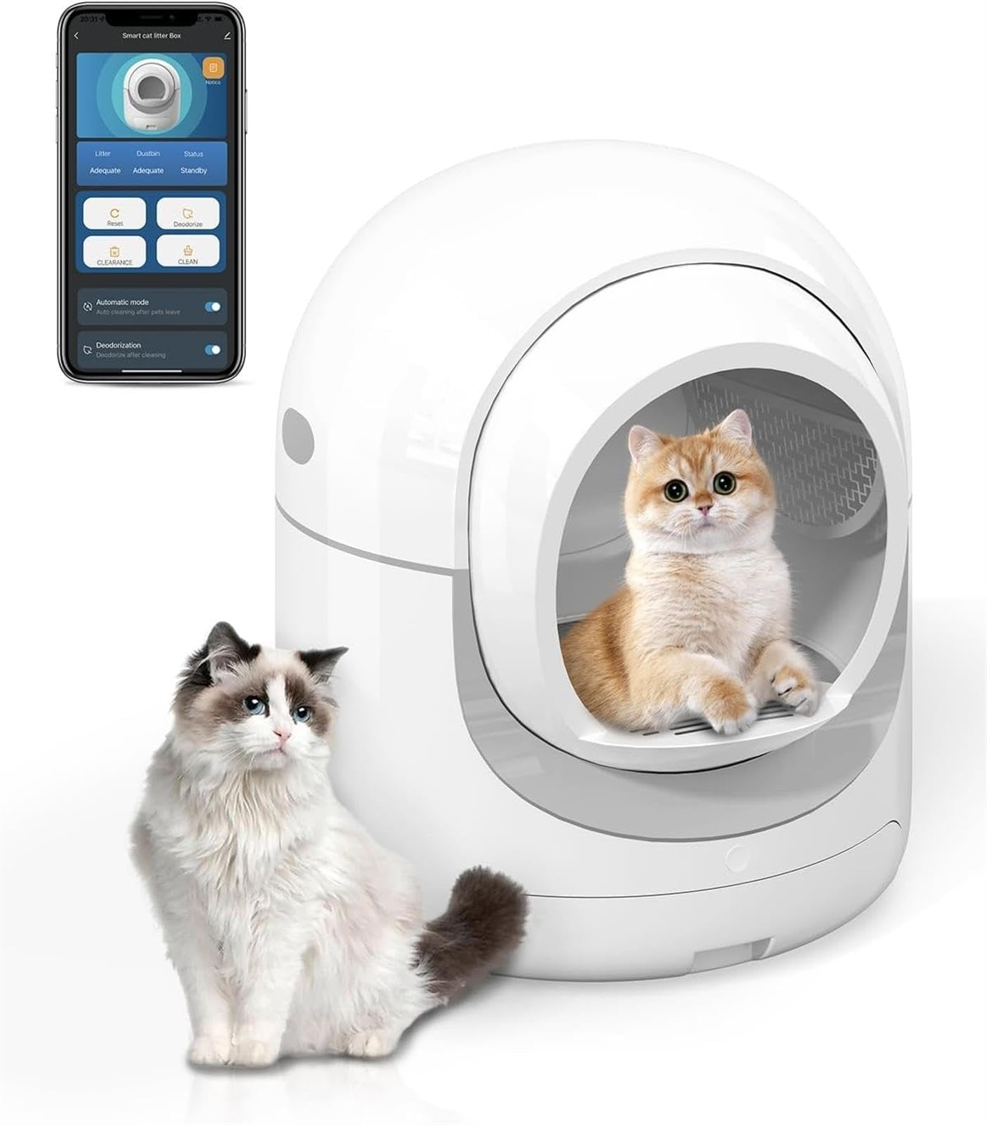 Arenero Autolimpiable para Gatos Caja De Arena Automática Extragrande For Gatos De 85 L Con Control Por Aplicación, Protección De Seguridad, Eliminación De Olores Y Monitoreo De Peso, For Varios Gatos