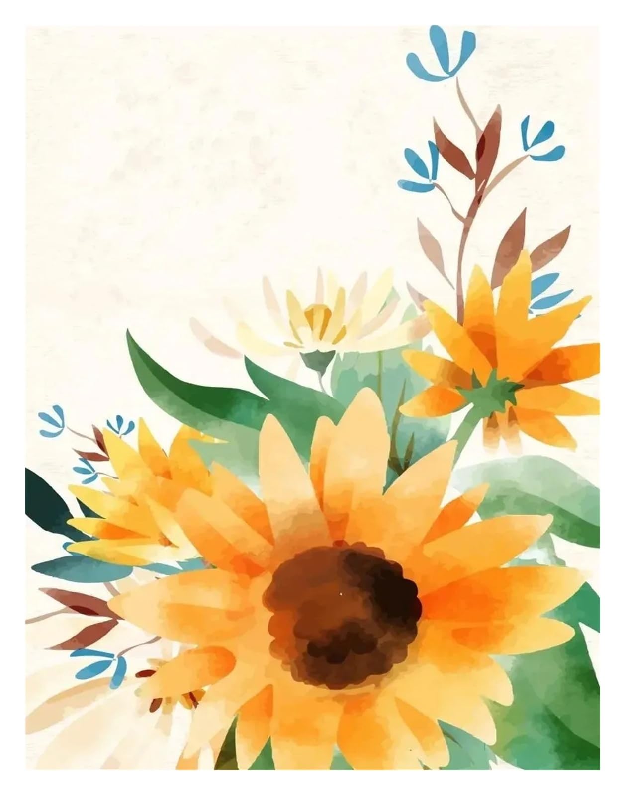Tableau déco nature tournesol abstrait 40x50cm impression moderne