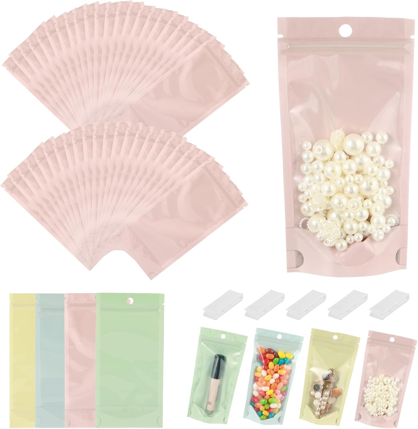 200 PCS3.5x7.5" Resealable Ziplock Bags Stand Up Bottom 1.