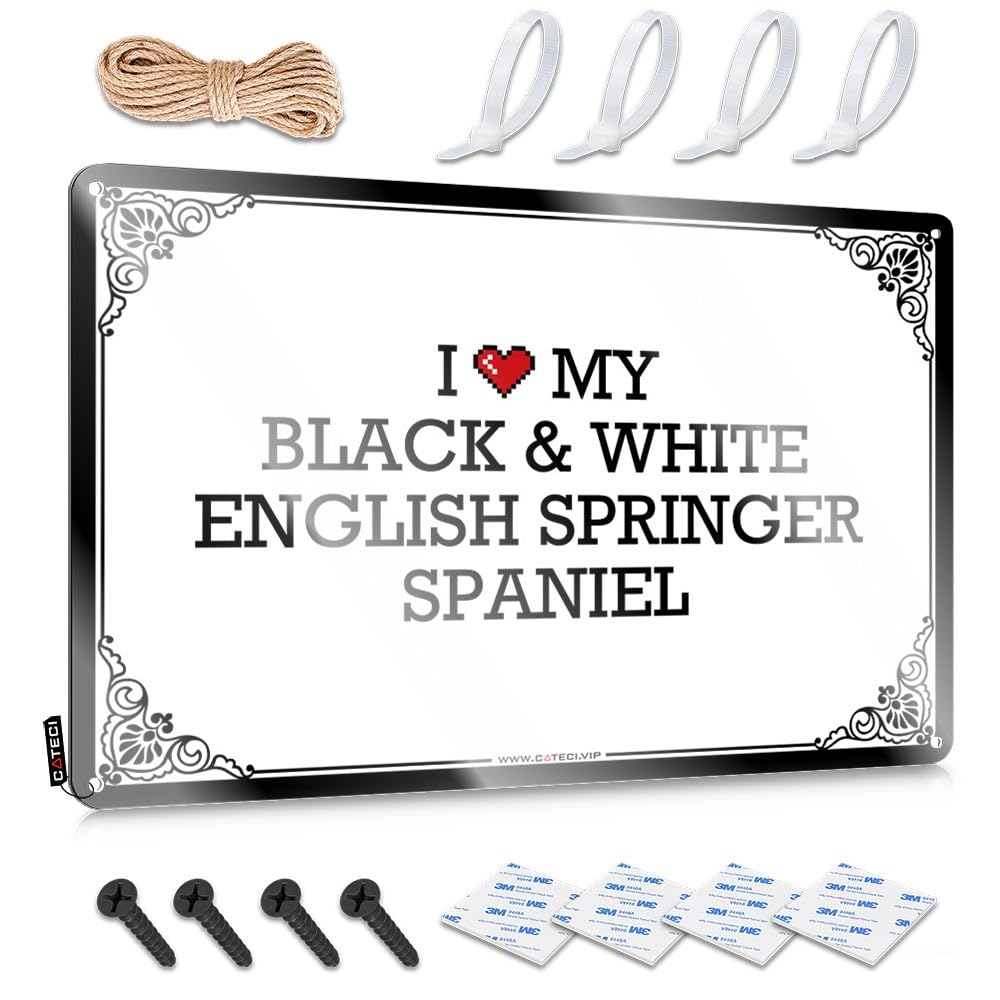 Fzfn Colour I Love My Black & White English Springer Spaniel Tiki Bar Accessories Cute - Wall Signs Haves Vintage Wall Art(30X40cm)