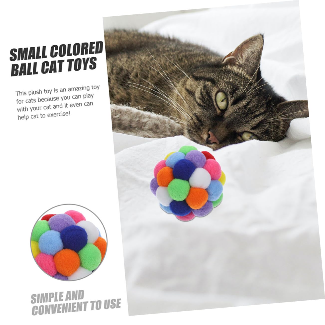 FRCOLOR Lot de 4 Balles Jouets pour Chats D'intérieur en Peluche avec Clochettes pour Garder Le Chat Actif et Aiguiser Ses Griffes