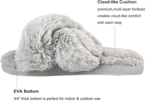 Miniatura 3 de Pantuflas para mujer, cruzadas, de vellón suave, para interior o exterior