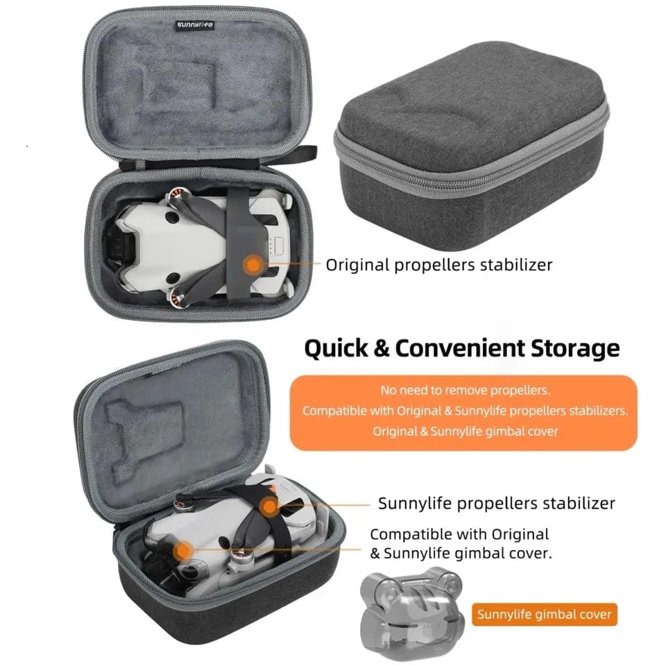 GetZget Nylon Sunnylife Carrying Case Bag For Dji Mini 4 Pro, Compact Mini Sized Bag Drone Storage Casing Air Best Traveller Accessories (Grey) 3