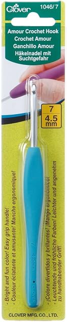 Clover Amour Crochet Hook, Metal, Blue, 4.5 mm