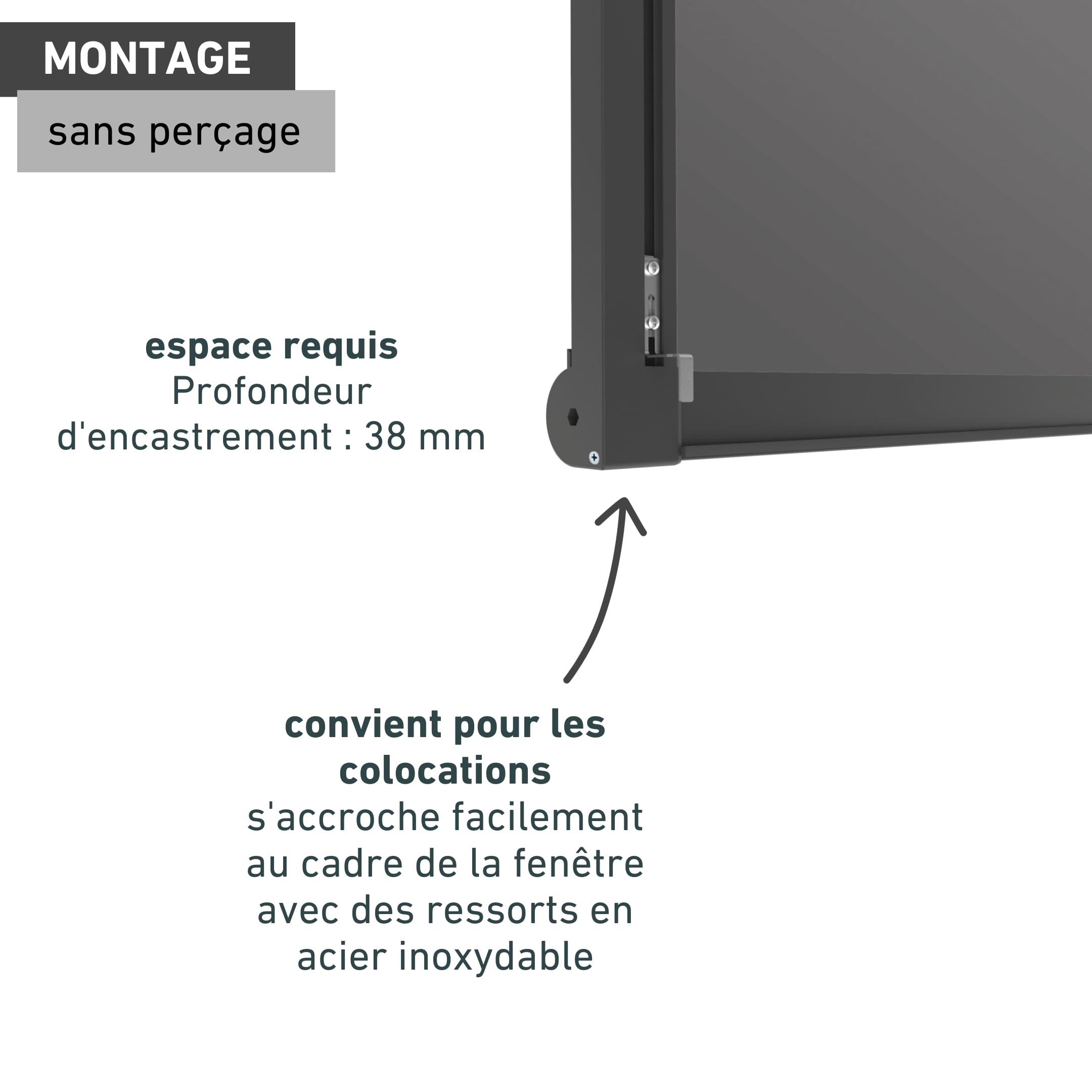 Windhager Cool Protection Solaire pour fenêtre Enroulable à Suspendre, avec Cadre en Aluminium, Protection Contre la Chaleur, Anti-moustiques, kit de Bricolage 100 x 160 cm, Anthracite