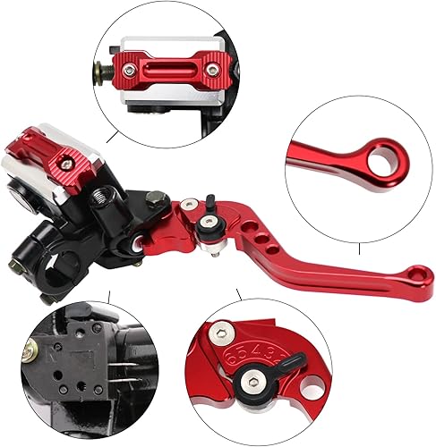 Miniatura 3 de Motocicleta 78 "0.866 in Manillar Freno Cilindro Maestro Palanca de Embrague CNC Izquierda y Derecha Juego Universal Compatible con Honda Kawasaki