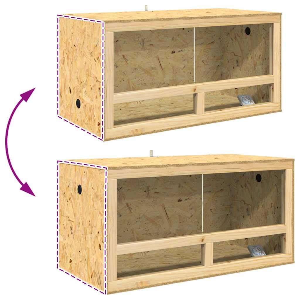 Großes braunes Terrarium 100 x 50 x 100 cm aus OSB mit Schiebetür, stabile Glas- und Holzrahmen, für Reptilien, Amphibien, Schildkröten, Gehege, Vivarium, Paludarium, Insekten
