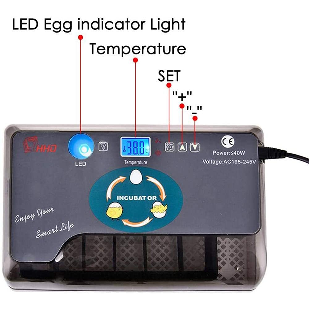 Macchina per incubatrice di pollame Completamente Automatica a 12 Uova, Rotazione Automatica e Controllo della Temperatura, allevatore di Piccole incubatrici digitali per Pollo da cova