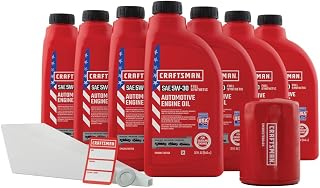 CRAFTSMAN 7 Quart 5W-30 Full Synthetic Oil Change Kit Compatible With Ford F-250 F-350 F-450 F-550 Super Duty – In The Kit: 7 Quarts Oil, 1 Filter, 1 Crush Washer, 1 Oil Change Sticker (CMXOKLT200880)