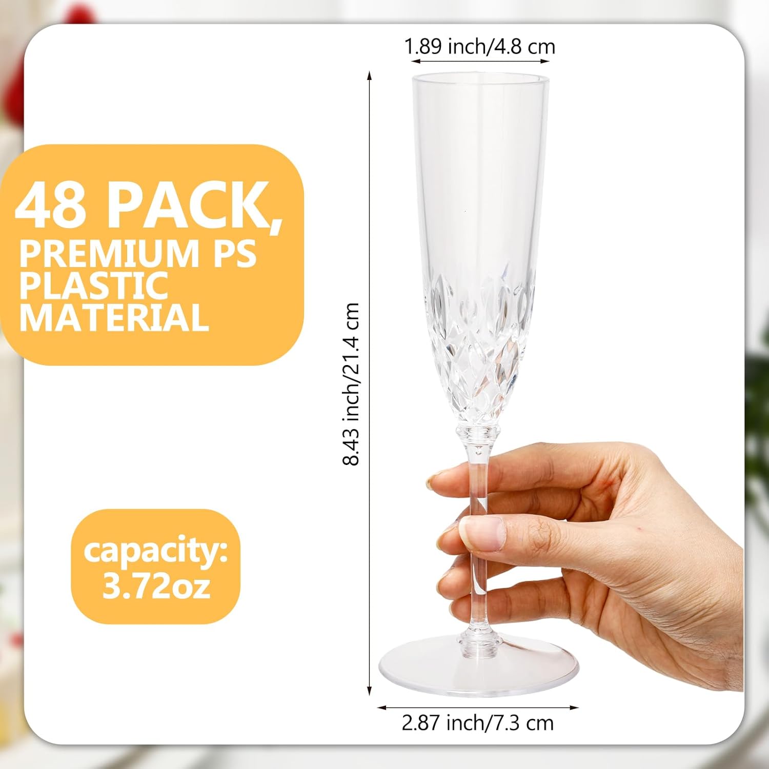 48 Pcs Detachable Plastic Champagne Glasses Flutes Bulk with Stem 3.7 oz Clear Disposable Champagne Flutes Toasting Glasses Cups for Wedding Birthday Party - Image 2