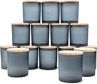 Vista 38 de Frascos de vela gruesos de 10 onzas para hacer velas 15 piezas, frascos vacíos con tapas de madera para hacer velas, contenedor de muestra, blanco