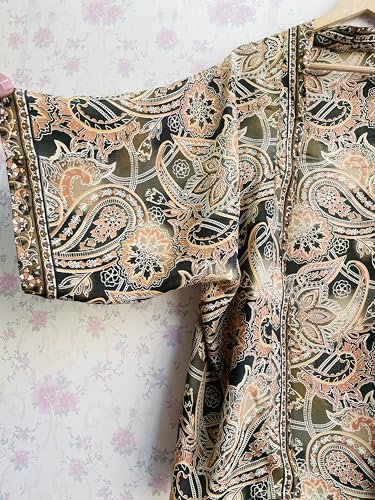 Bohemian Silk Kimono Jacket – Short Vintage Duster Boho Cardigan, Versatile Beach Cover-Up or Casual Layering for Women3