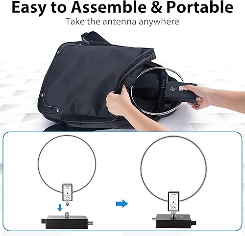 Miniatura 8 de GA800 Antena activa de bucle de radio de onda corta con cable BNC 10KHz-159MHz Antena de recepción portátil para radioaficionado
