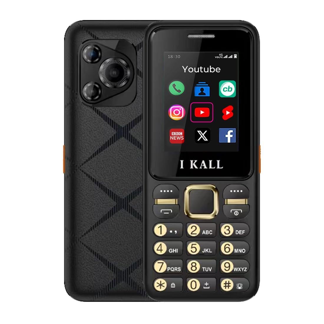 IKALL I7 4G Keypad Mobile Phone | 2.4″ Display | 2500mAh Battery | Type-C Charging | Dual SIM | Preloaded FB & Utube Apps (Black) IKALL I7 4G Keypad Mobile Phone | 2.4″ Display | 2500mAh Battery | Type-C Charging | Dual SIM | Preloaded FB & Utube Apps (Black)