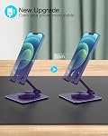 Adjustable Phone & Tablet Stand, Fits 4–9.7in Devices, Purple | 360° Viewing Flexibility • Reinforced Aluminum Build • Dual-Hinge Adjustment • Travel-Ready Storage