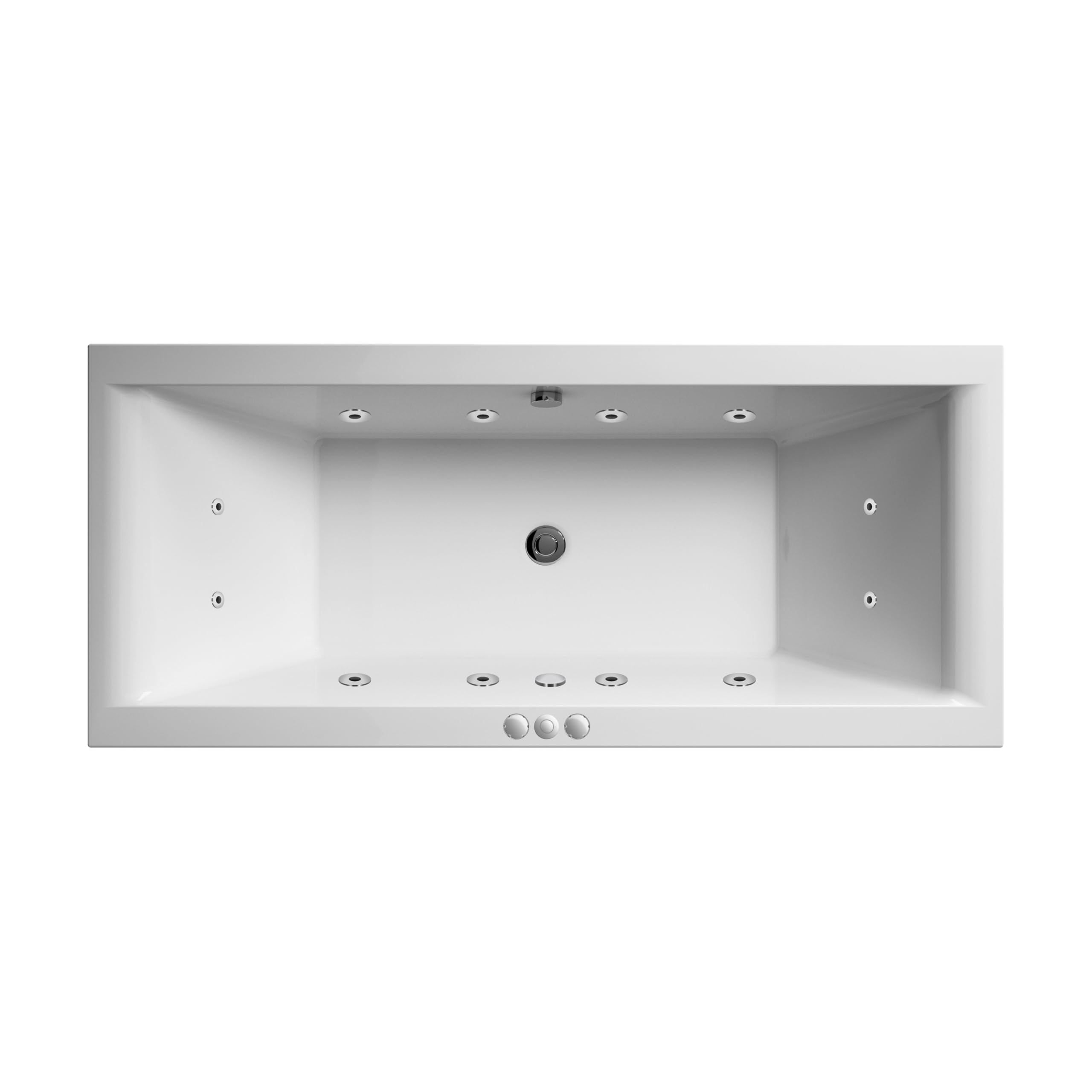 Square Double Ended Straight Whirlpool Bath With 12 Chrome Jets And Leg Set, 1700 X 700Mm 5056817723859