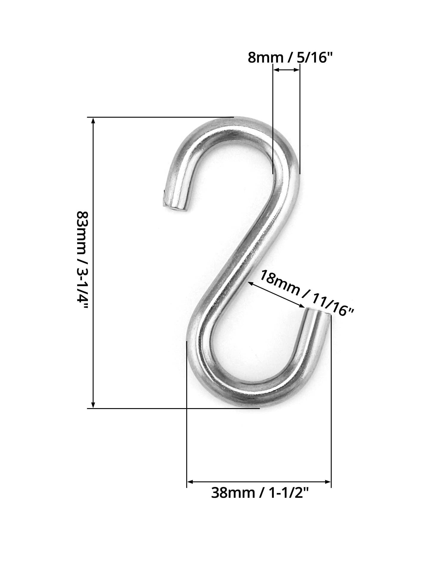 30 Ganci a S in Acciaio Inox, a Forma Di S, Antiruggine, in