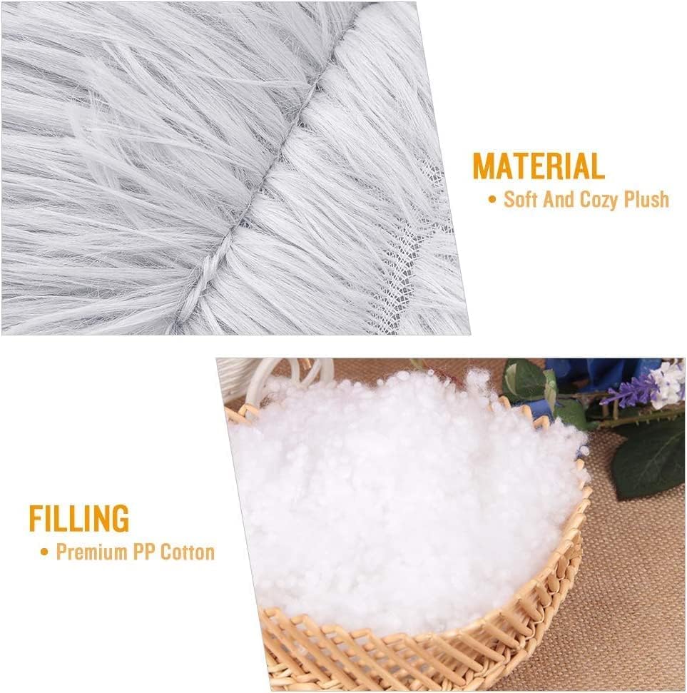 review Dog Beds for Melium Dogs, XLarge Cat Beds for 4-5 Indoor Cats/Small Dogs, Anti Anxiety Round Fluffy Plush Faux Fur Cat Bed,Thick Bottom (Light Grey, 28”x 28”x 7.9”, Up to 55lbs)