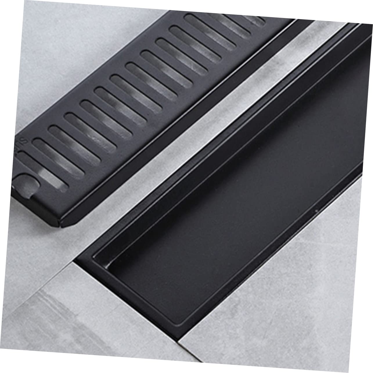 Tofficu Desagüe Filtro Antiolores y Antiobstrucción de Ducha Lineal Rectangular de Acero Inoxidable Negro Drenaje Rápido para Baño