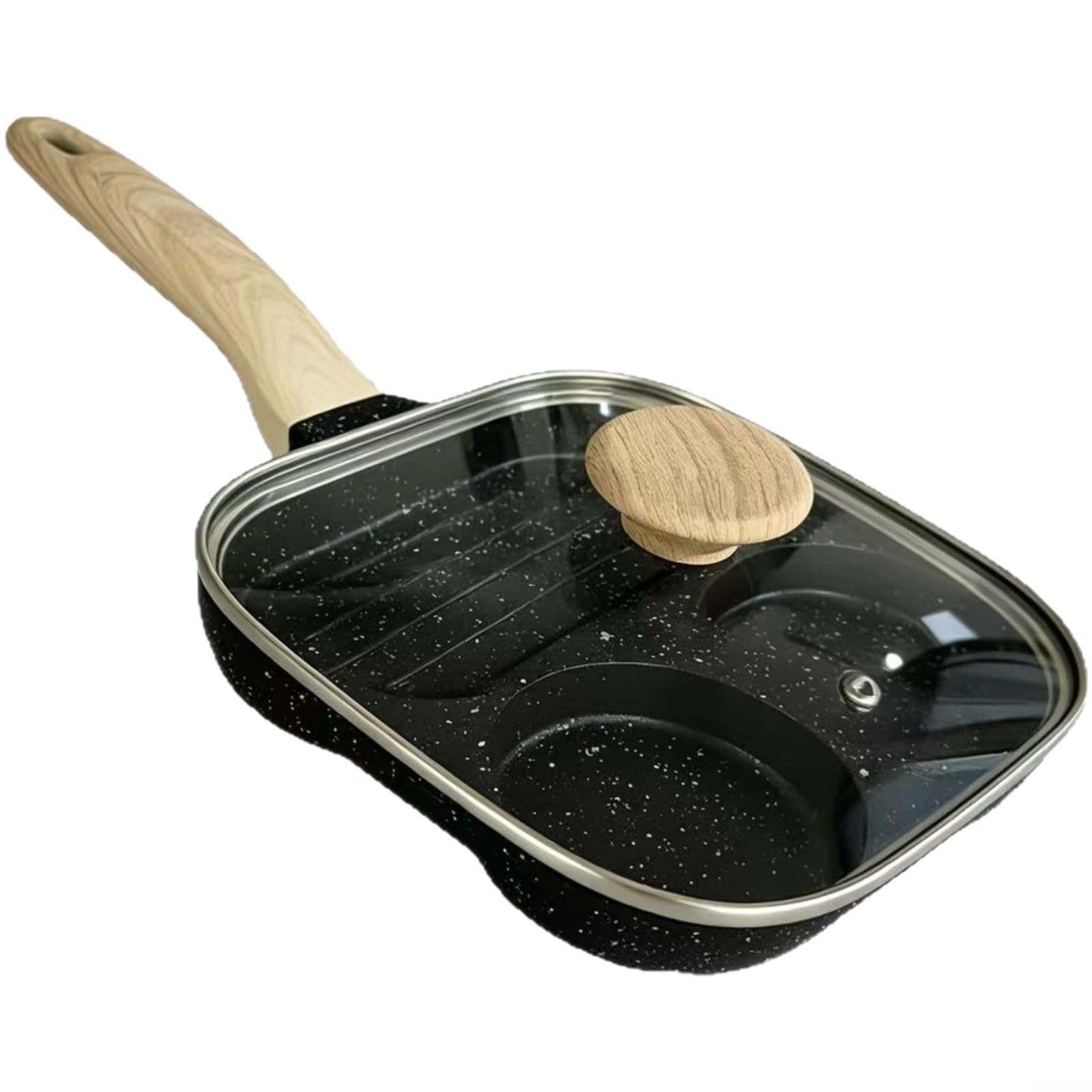 Poêle à frire antiadhésive 36 cm avec couvercle pour induction et cuisine familiale