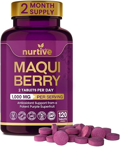 Maqui Berry Tablets, 1000 mg/Daily Serving (1 Serving/Day), 120 Tablets