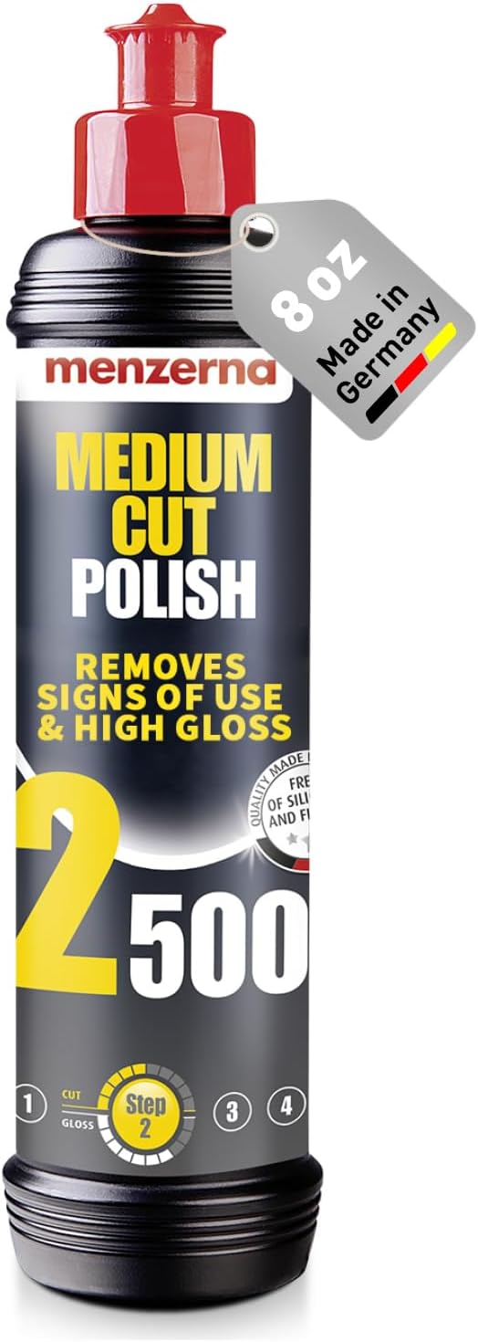 Medium Cut Polish 2500" I Abrasive Polishing Compound for Medium Scratches and Signs of Use I Buffing and Polishing Compound for Scratch Repair & a Glossy Finish I Silicone Free I 8 fl oz.