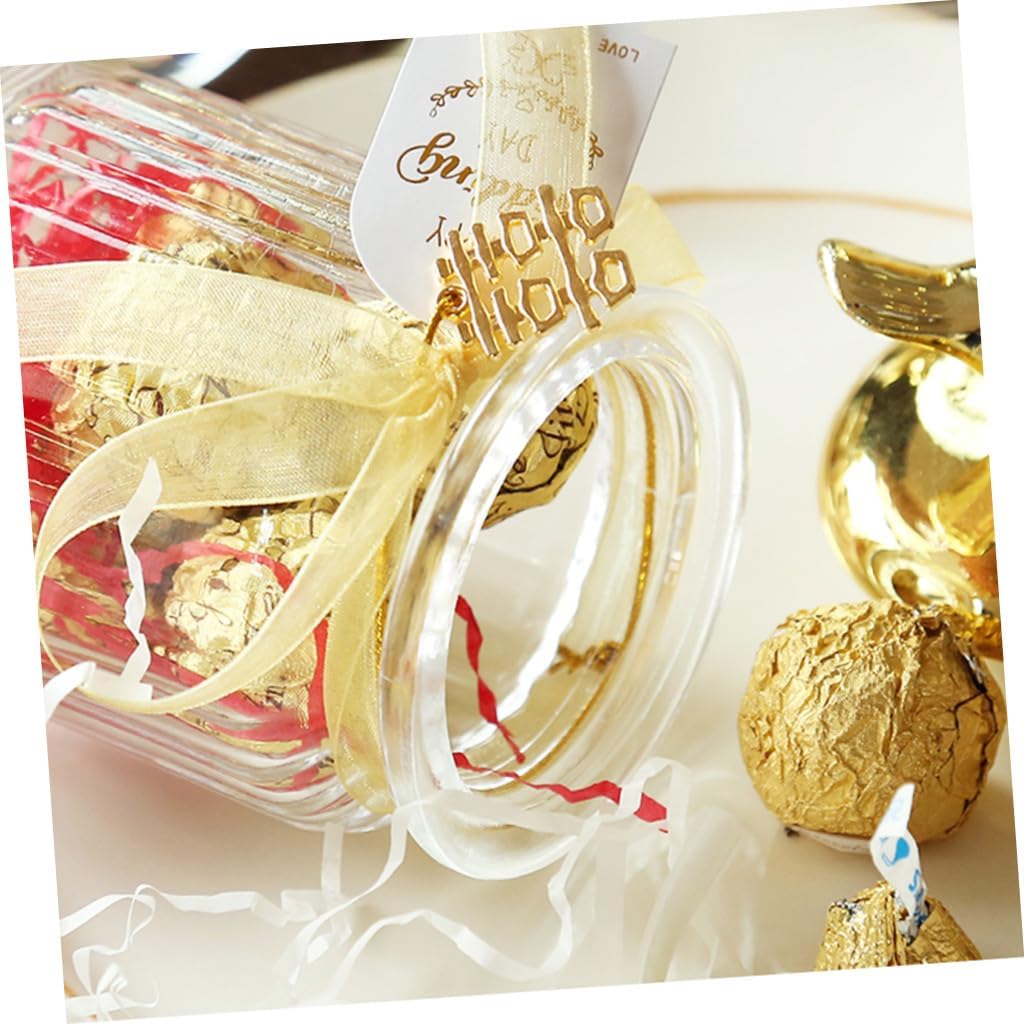 Glass Candy Box Wedding Ceramic Candy Can with Gold-plated Elephant Lid Sealed Storage Jar for Party Favors and Snack Display