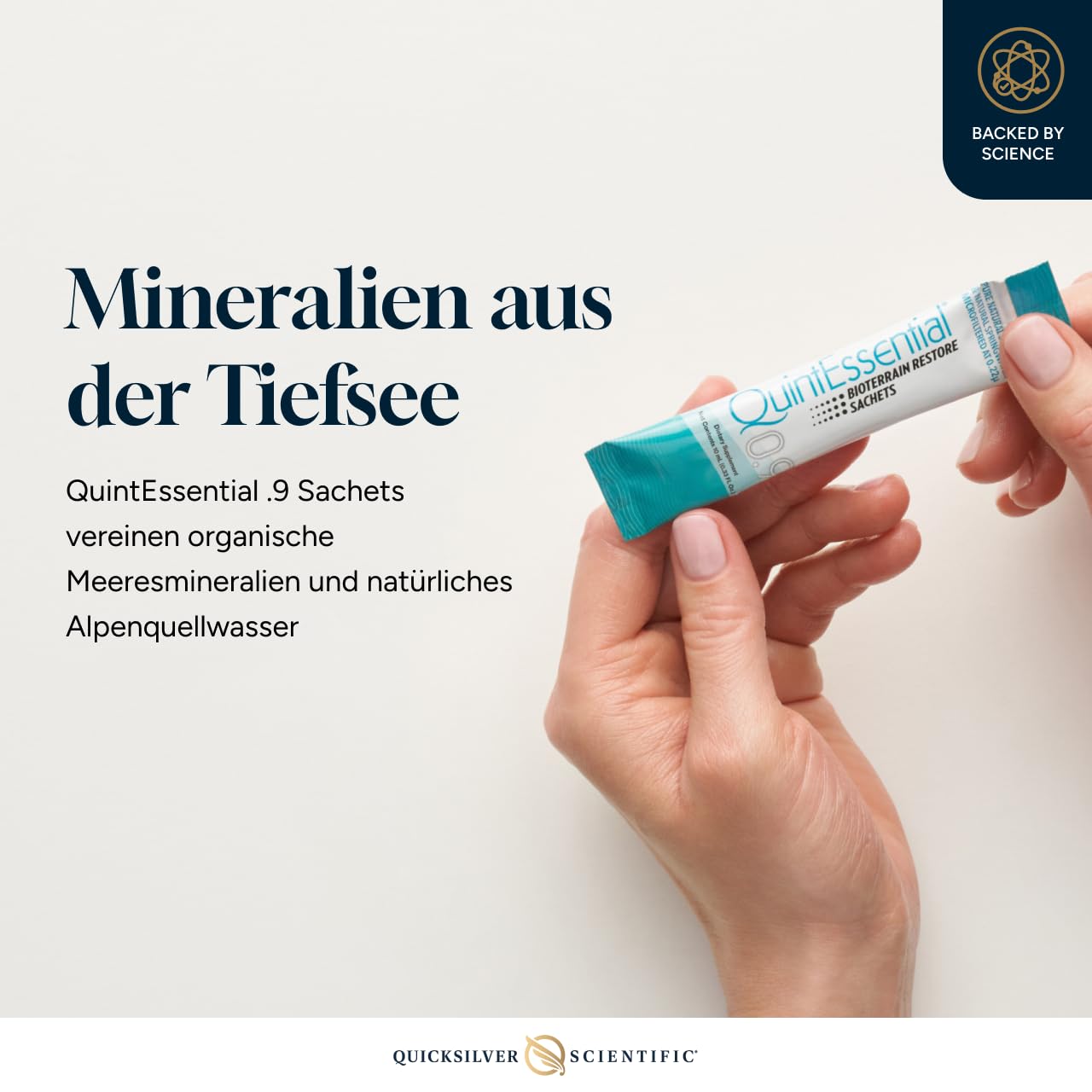 Quicksilver Scientific Quintessential 0,9 Beutel – Isotonische Lösung mit Meeresmineralien + Alpenquellwasser – Flüssigkeitszufuhr, Elektrolyt- und Multimineralstoffzusatz (30 Stück)