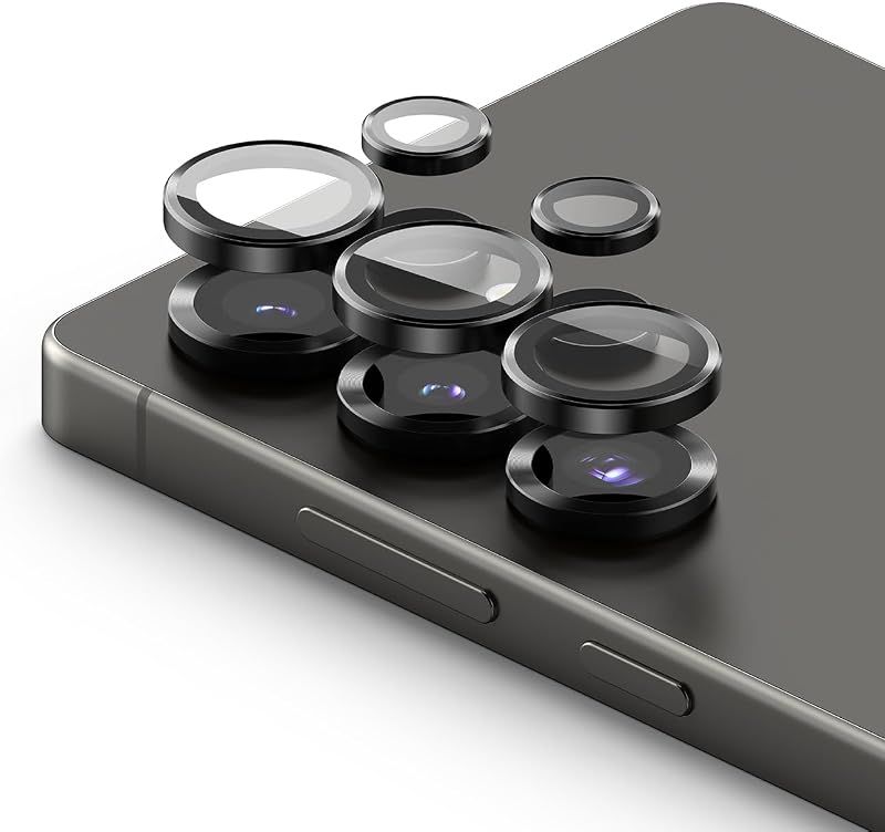 Ringke para Samsung Galaxy S25 Ultra Protector de Lente de Cámara [Paquete de 2] | Marco de lente de cámara de vidrio negro, cubiertas de lentes individuales, herramienta de instalación personalizada, vidrio templado de dureza 9H compatible con estuches