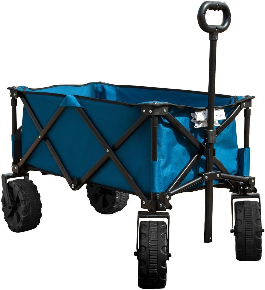 Timber Ridge Folding Camping Wagon/Cart - Collapsible Sturdy Steel Frame Garden/Beach Wagon/Cart