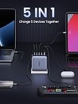 UGREEN Nexode 100W 5 Port USB C Bloc chargeur GaN, 4C1A Chargeur Support Super Fast Charge Compatible avec MacBook Pro/Air, iPhone 17 Pro Max/iPhone Air, Galaxy S26/S25, iPad, Pixel 10 9, Deck à vapeur