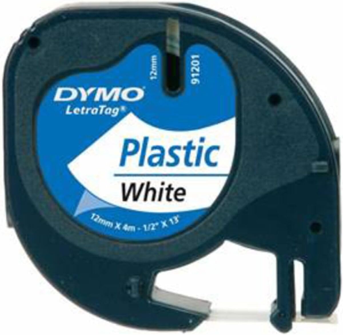 DYMO LETRA TAG TAPE 12MMX4M PLASTIC WHITE