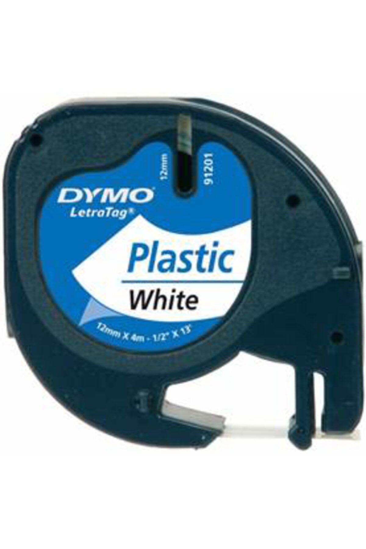 DYMO Authentic LT Plastic Labels | 12 mm x 4 m Roll | Black Print on White Labels | for LetraTag Label Makers