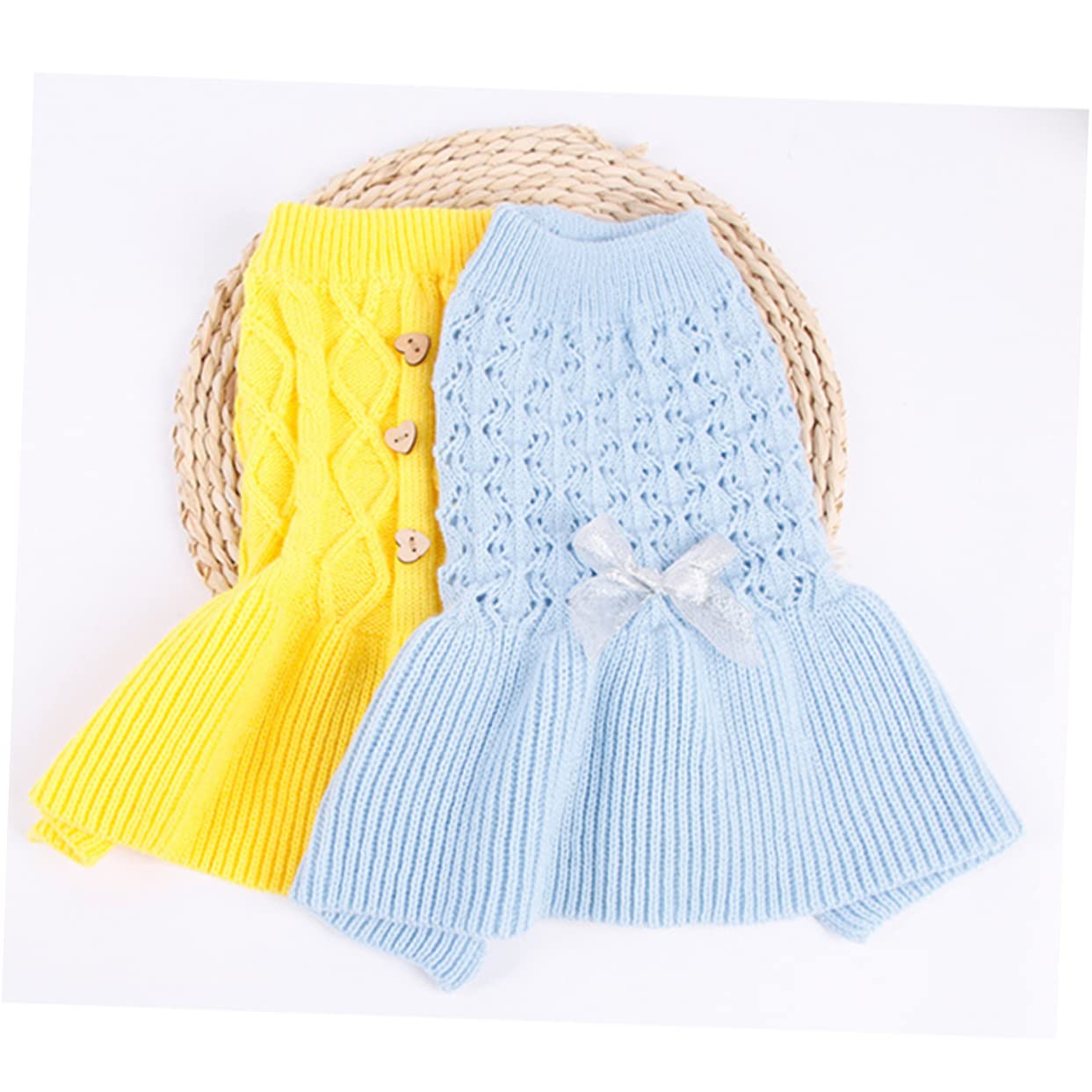 minkissy 3pièces Pull Printemps pour Chiens Et Robe Laine Douce pour Animaux De Compagnie Vêtement Confortable Et Élégant Jaune XXS