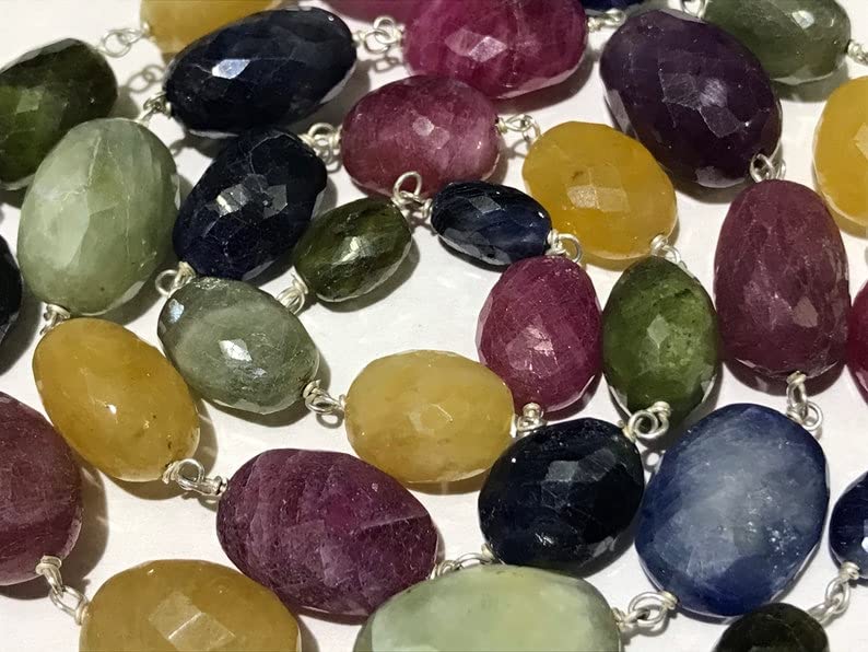 Perles multi-saphirs naturelles 10-13mm fabrication de bijoux collier - 2