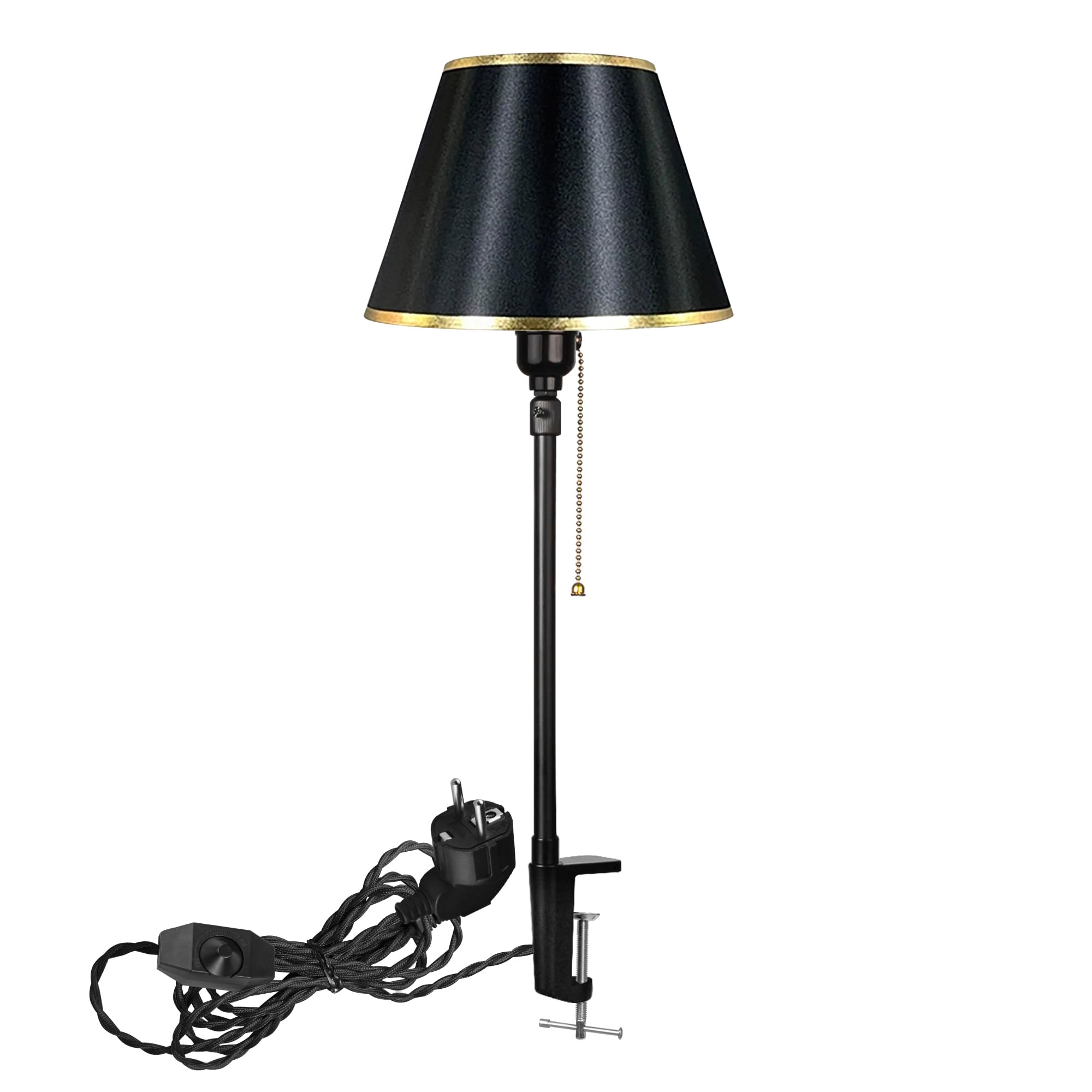 Modern Klemmleuchte,1 Packung Leselampe mit 2,5 m Kabel, Dimmbar schwarze Nachttischlampe,Augenpflege Schreibtischlampe für Heimgebrauch Büro, E27 Lampenhalterung -DZTD0642