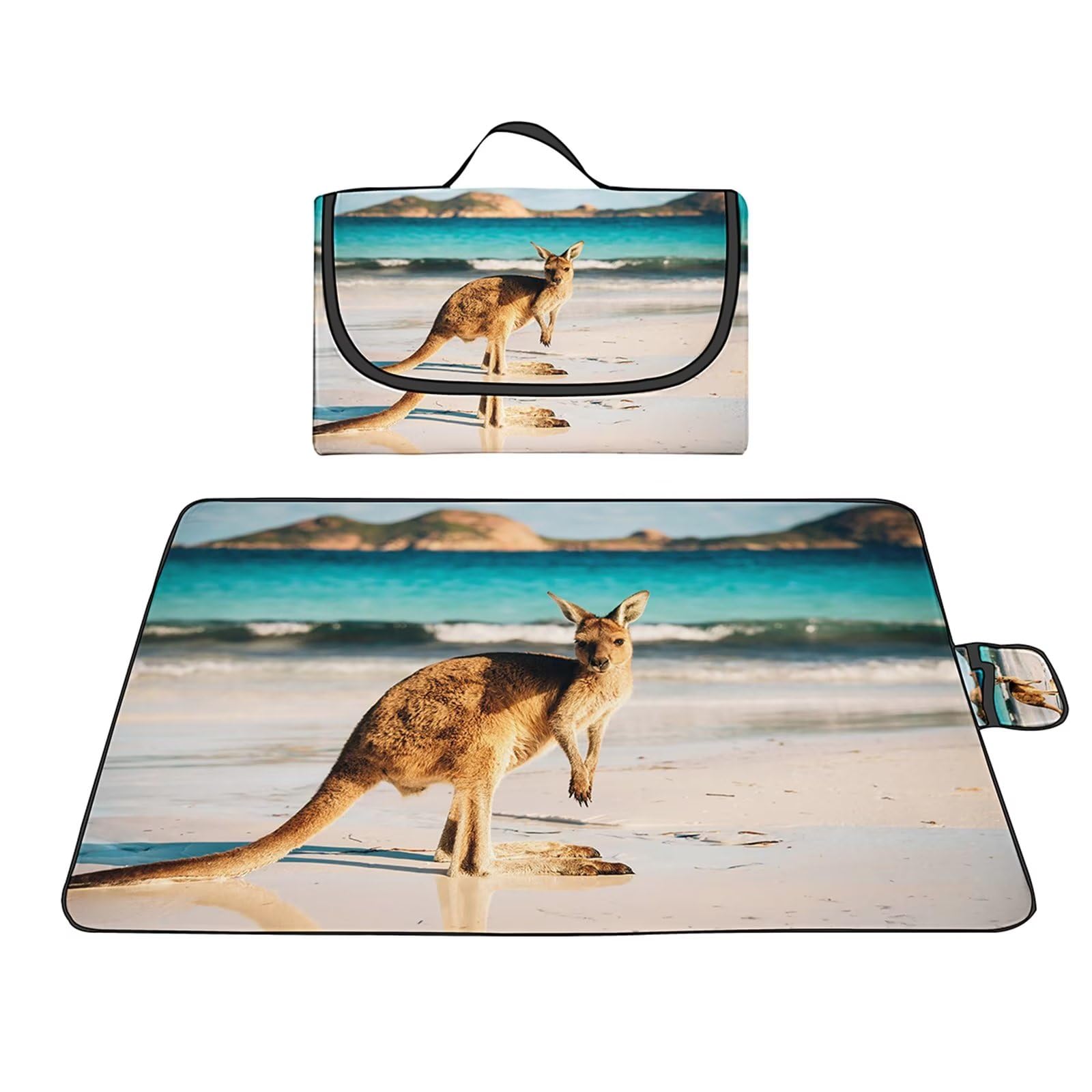 Manta de Picnic Canguro de playa,150x200cm,Grande al Aire Libre Manta Picnic Impermeable,Colchoneta de Camping Ligera y Plegable,Lavable a Máquina,para Fiestas de Picnic,Camping,Viajes al Aire Libre